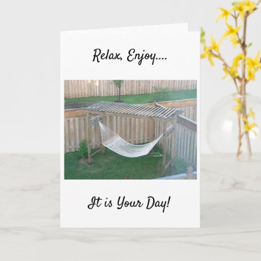 THIS HAMMOCK AWAITS ENJOY BIRTHDAY CARD KARTE (Gelbe Blume)