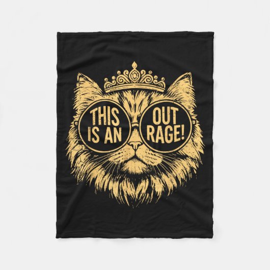 This Is An Outrage Cat Meme Funny Sarcastic Quote Fleecedecke (Vorderseite)