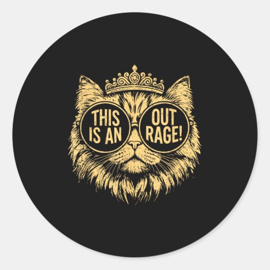 This Is An Outrage Funny Princess Cat Donut Gold W Runder Aufkleber (Vorderseite)