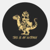 This Is An Outrage Funny Princess Cat Riding Dinos Runder Aufkleber (Vorderseite)