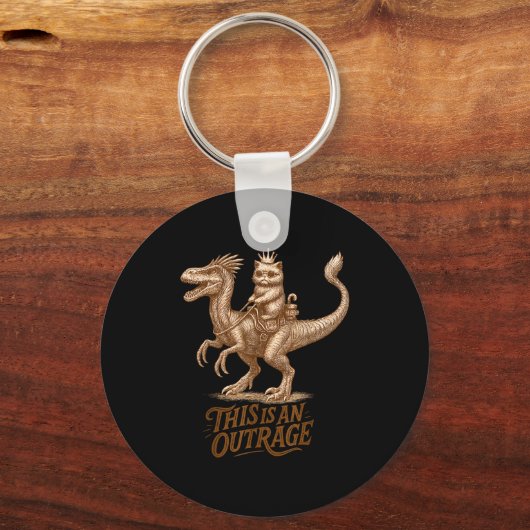 This Is An Outrage Funny Princess Cat Riding Dinos Schlüsselanhänger (Vorderseite)