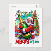 This Is As Merry As I Get – Santa with Champagne Postkarte (Vorne/Hinten)