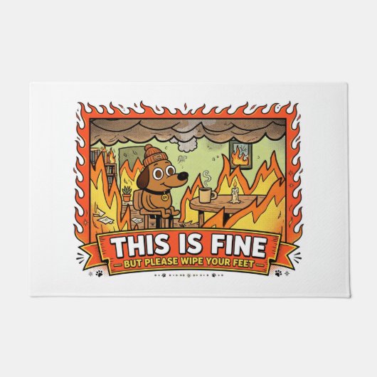 This Is Fine Dog Funny Fire Doormat Fußmatte (Vorderseite)