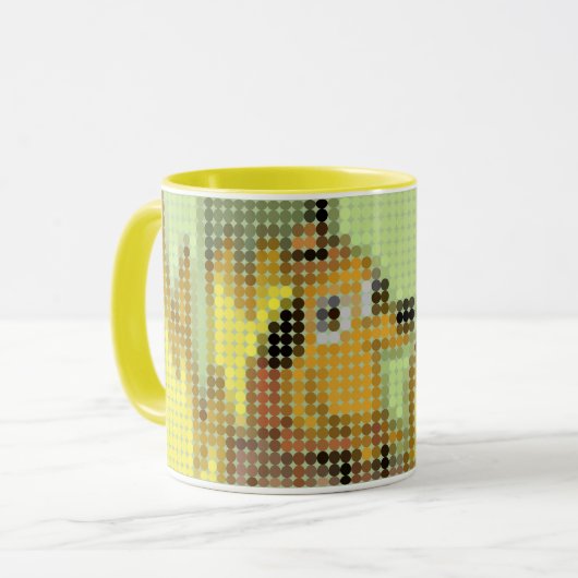 "This is Fine" Meme Pixelpunkt Tasse (Vorderseite Links)