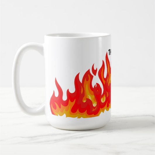 "This is fine" (schwarz + fire and flames) Kaffeetasse (Links)