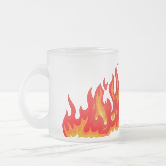 "This is fine" (schwarz + fire and flames) Mattglastasse (Links)