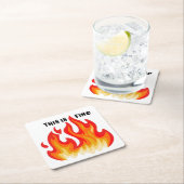 "This is fine" (schwarz + fire and flames) Rechteckiger Pappuntersetzer (Vor Ort)