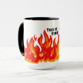 "This is fine" (schwarz + fire and flames) Tasse (Vorderseite Links)