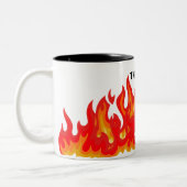 "This is fine" (schwarz + fire and flames) Zweifarbige Tasse (Links)