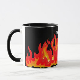 "This is fine" (weiß + fire and flames) Tasse