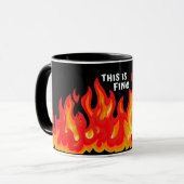 "This is fine" (weiß + fire and flames) Tasse (Vorderseite Links)