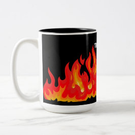 "This is fine" (weiß + fire and flames) Zweifarbige Tasse