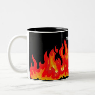 "This is fine" (weiß + fire and flames) Zweifarbige Tasse