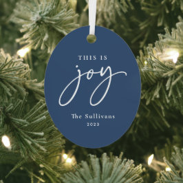 This is Joy Blue Photo Holiday Ornament Aus Metall
