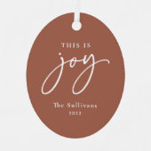 This is Joy Terracotta Photo Holiday Ornament Aus Metall (Vorderseite)
