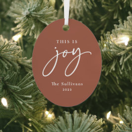 This is Joy Terracotta Photo Holiday Ornament Aus Metall