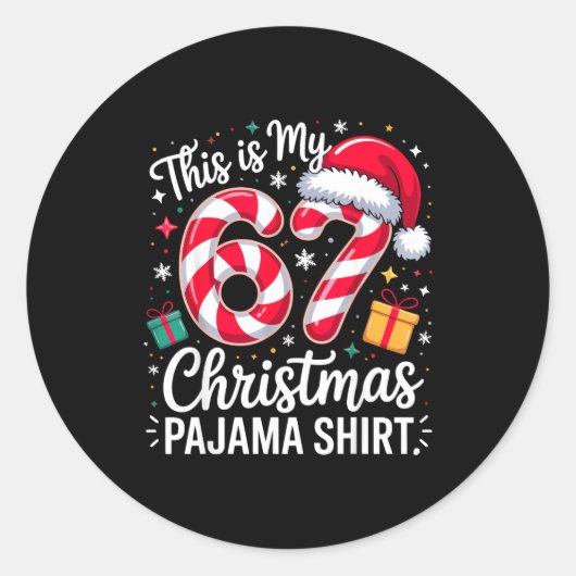 This Is My 67 Christmas Pajama Funny Holiday Meme  Runder Aufkleber (Vorderseite)