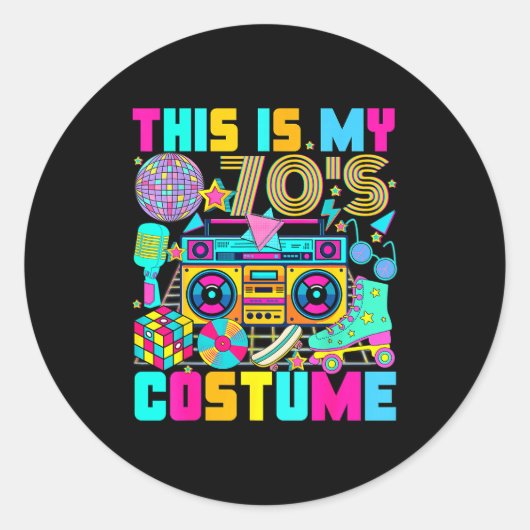 This Is My 70s Costume 1970s Party 70's Outfit Men Runder Aufkleber (Vorderseite)