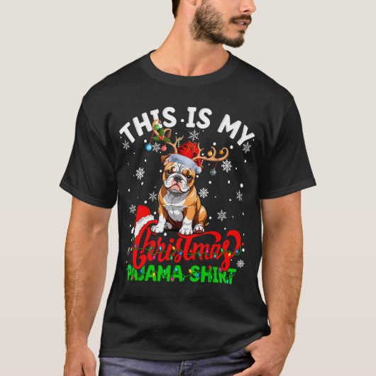 This Is My American Bulldog Ugly Christmas Pajama  T-Shirt (Vorderseite)