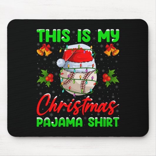 This Is My Baseball Christmas Pajamas Funny Baseba Mousepad (Vorne)