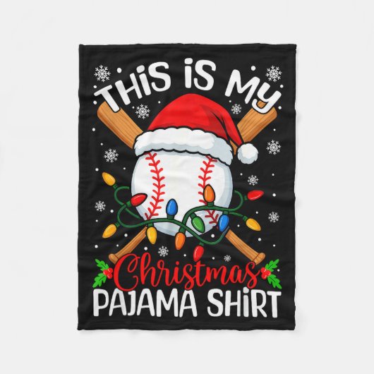 This Is My Christmas Baseball Pajama Shirt Xmas Me Fleecedecke (Vorderseite)