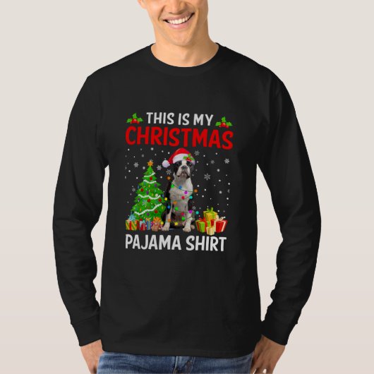 This Is My Christmas Boston Terrier Dog Pajama T-Shirt (Vorderseite)