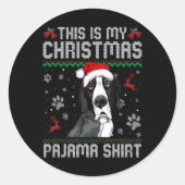 This Is My Christmas Dane Dog Pajama Merry Xmas T Runder Aufkleber (Vorderseite)