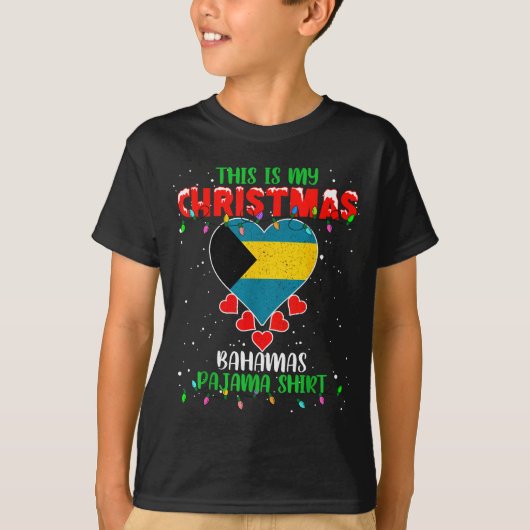 This Is My Christmas Lights Love Bahamas Flag Paja T-Shirt (Vorderseite)
