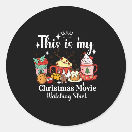 This Is My Christmas Movie Watching Shirt Family M Runder Aufkleber (Vorderseite)