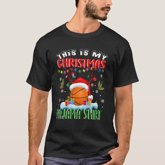 This Is My Christmas Pajama  Basketball Christmas T-Shirt (Vorderseite)