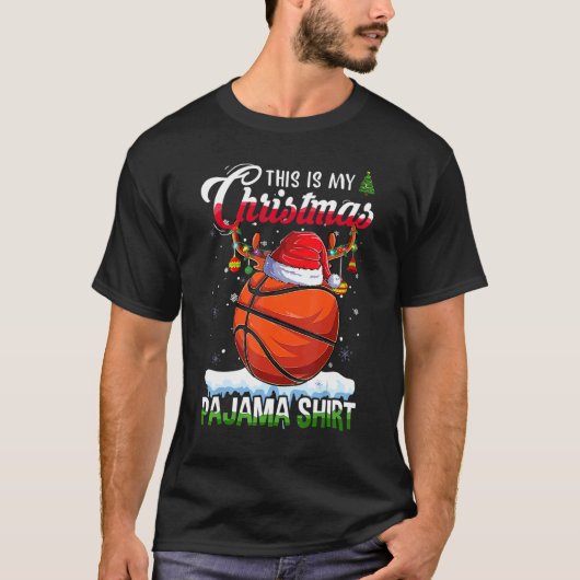This Is My Christmas Pajama Basketball Xmas Light T-Shirt (Vorderseite)