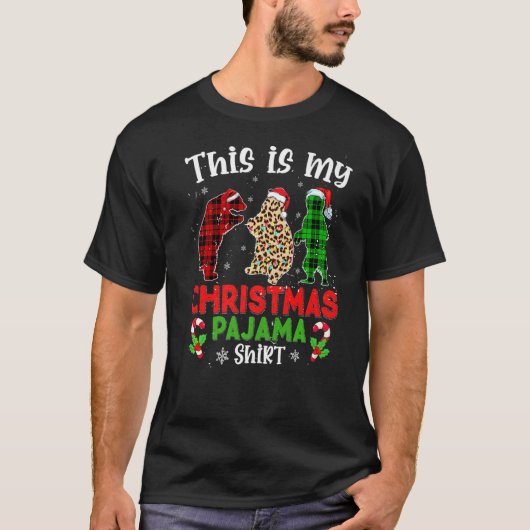 This Is My Christmas Pajama Bear Animals Leopard P T-Shirt (Vorderseite)