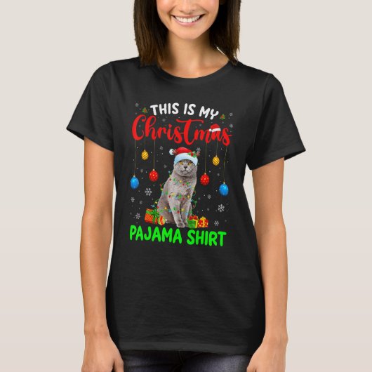 This Is My Christmas Pajama British Shorthair Cat T-Shirt (Vorderseite)