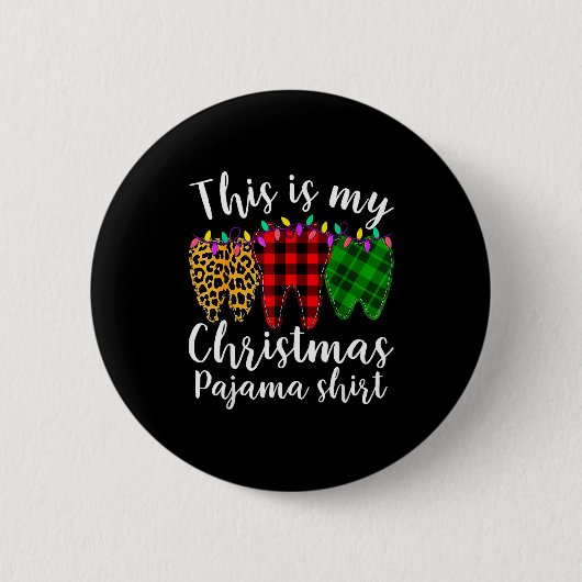 This Is My Christmas Pajama Christmas Teeth Leopar Button (Vorderseite)