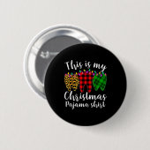 This Is My Christmas Pajama Christmas Teeth Leopar Button (Vorne & Hinten)