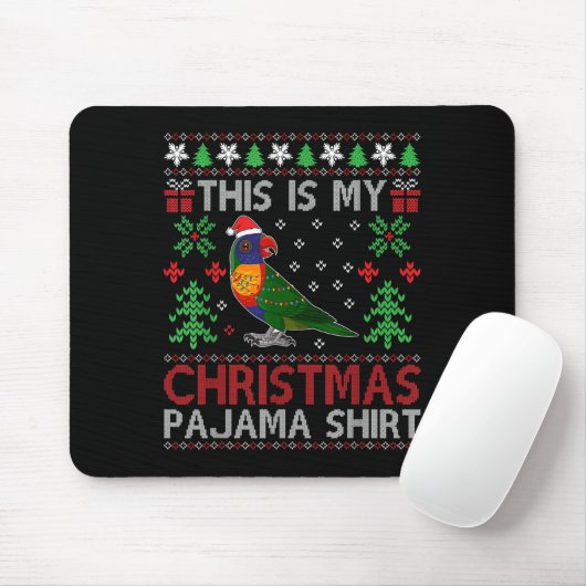 This Is My Christmas Pajama Costume Rainbow Lorike Mousepad (Mit Mouse)