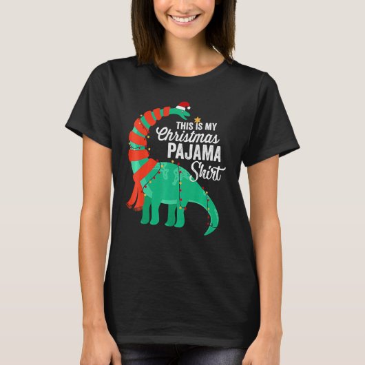 This Is My Christmas Pajama Dinosaur Brontosaurus T-Shirt (Vorderseite)