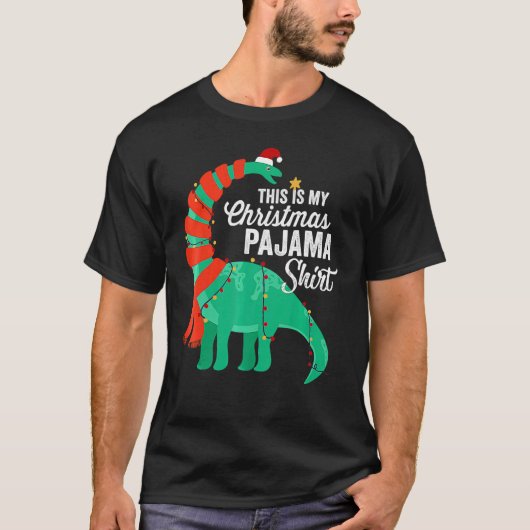 This Is My Christmas Pajama Dinosaur Brontosaurus  T-Shirt (Vorderseite)