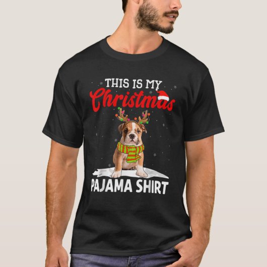 This Is My Christmas Pajama English Bulldog Dog T-Shirt (Vorderseite)