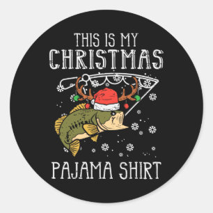 This Is My Christmas Pajama Fishing Xmas Dad Men Runder Aufkleber