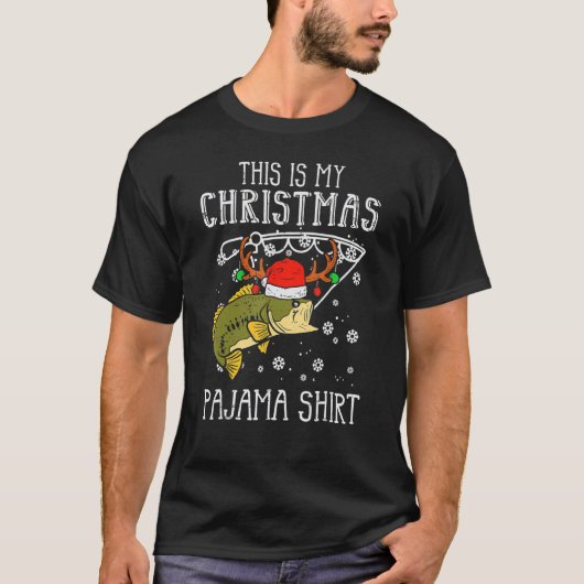 This Is My Christmas Pajama Fishing Xmas PJs Dad T-Shirt (Vorderseite)