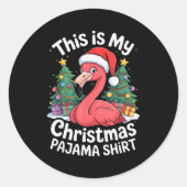 This Is My Christmas Pajama Flamingo Runder Aufkleber (Vorderseite)
