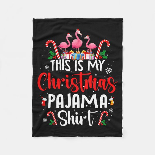 This Is My Christmas Pajama Flamingos Holiday Fun Fleecedecke (Vorderseite)