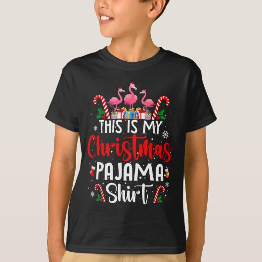This Is My Christmas Pajama Flamingos Holiday Fun T-Shirt (Vorderseite)