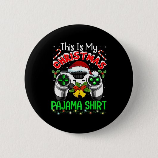 This Is My Christmas Pajama Gamer Video Game Boys Button (Vorderseite)