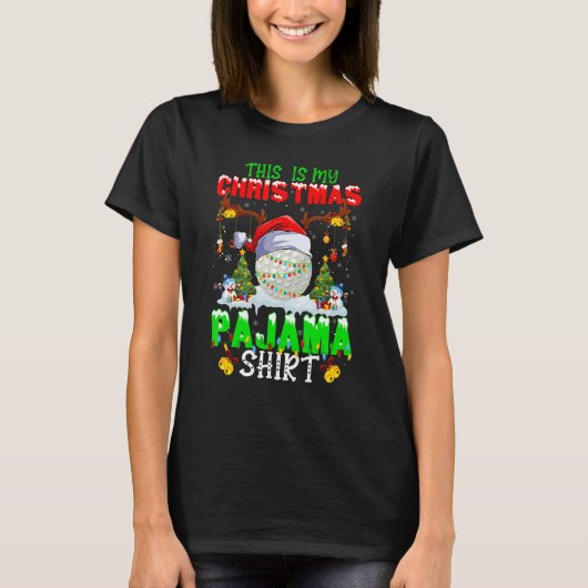 This Is My Christmas Pajama Hockey Santa Hat Xmas  T-Shirt (Vorderseite)
