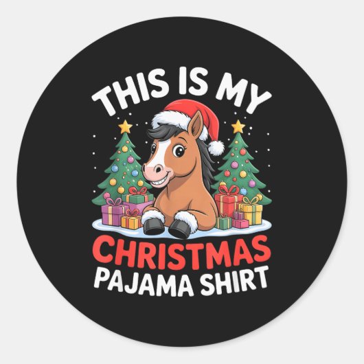 This Is My Christmas Pajama Horse Runder Aufkleber (Vorderseite)