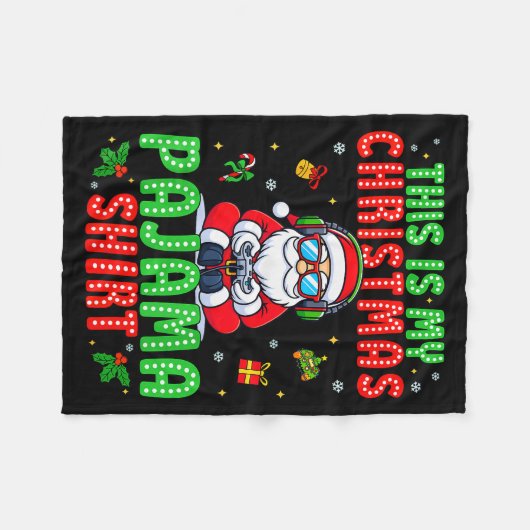 This Is My Christmas Pajama Santa Claus Video Game Fleecedecke (Vorderseite (Horizontal))