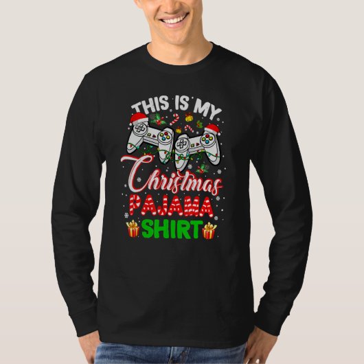 This Is My Christmas Pajama Santa Hat Gamer Video  T-Shirt (Vorderseite)