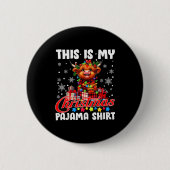 This Is My Christmas Pajama Santa Highland Cow Chr Button (Vorderseite)